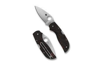 Picture of Spyderco Chaparral, Folding Knife, 2.8" Drop Point Blade, 6.4" Overall Length, CTS XHP Blade Steel, Plain Edge, Satin Finish, Silver, Red Fatcarbon Carbon Fiber Grips, Back Lock C152CFRDP