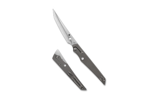 Picture of Spyderco Cobol, Folding Knife, 3.63" Tanto Blade, 8.25" Overall Length, Bohler M390 Blade Steel, Plain Edge, Satin Finish, Silver, Gray Titanium Handle, Slipit Lock C273TIP