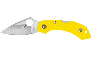 Picture of Spyderco Dragonfly 2 Salt 2.25" Folding Plain Stonewashed H1 Steel Blade/ Yellow Textured FRN Handle Includes Pocket Clip C28PYL2
