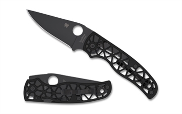 Picture of Spyderco Edgerati, Folding Knife, 3.57" Clip Point Blade, 8.22" Overall Length, CPM-S30V Blade Steel, Plain Edge, DLC Finish, Black, Black Aluminum Handle, Compression Lock C266BKALBKP