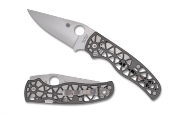 Picture of Spyderco Edgerati, Folding Knife, 3.57" Clip Point Blade, 8.22" Overall Length, CPM-S30V Blade Steel, Plain Edge, Satin Finish, Silver, Gray Aluminum Handle, Compression Lock C266ALP