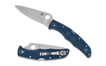 Picture of Spyderco Endura 4 Lightweight, Folding Knife, 3.8" Drop Point Blade, 8.7" Overall Length, CPM SPY27 Blade Steel, Plain Edge, Satin Finish, Silver, Cobalt Blue FRN Handle, Back Lock C10PCBL