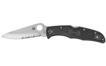 Picture of Spyderco Endura 4 Lightweight 3.75" Folding Drop Point Part Serrated VG-10 SS Blade Black Textured FRN Handle Includes Pocket Clip C10PSBK