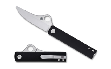 Picture of Spyderco Essenza, Folding Knife, 3.19" Straight Back Blade, 7.23" Overall Length, N690Co Blade Steel, Plain Edge, Satin Finish, Silver, Black Aluminum Handle, Liner Lock C272ALBKP