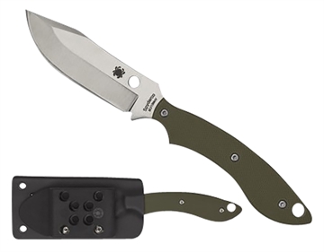 Picture of Spyderco Stok 2.95" Fixed Bowie Plain Stonewashed 8Cr13MoV SS Blade/Olive Drab Textured G10 Handle Includes Sheath w/G-Clip FB49GPOD