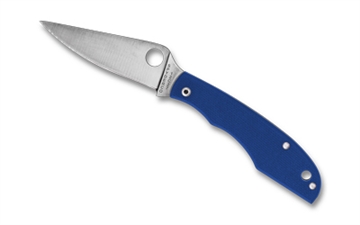 Picture of Spyderco GRASSHOPPER, Folding Knife, 2.3" Drop Point Blade, 12C27 Blade Steel, 5.13" Overall Length, Slipjoint Lock, Satin Finish, Silver Blade, Blue G-10 Handle C138GBLP