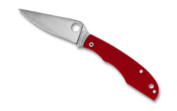 Picture of Spyderco GRASSHOPPER, Folding Knife, 2.3" Drop Point Blade, 12C27 Blade Steel, 5.13" Overall Length, Slipjoint Lock, Satin Finish, Silver Blade, Red G-10 Handle C138GRDP