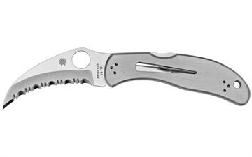 Picture of Spyderco Harpy, 2.75" Folding Knife, Hawkbill, SpyderEdge Edge, VG10/Satin, Stainless, Circle Thumb Hole/Pocket Clip C08S
