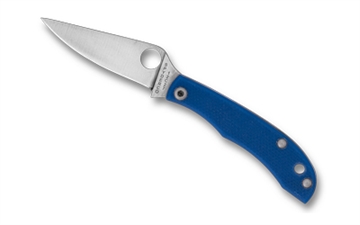 Picture of Spyderco HONEYBEE, Folding Knife, 1.68" Drop Point Blade, 12C27 Blade Steel, 3.72" Overall Length, Slipjoint Lock, Satin Finish, Silver Blade, Blue G-10 Handle C137GBLP