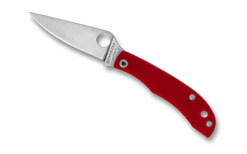 Picture of Spyderco HONEYBEE, Folding Knife, 1.68" Drop Point Blade, 12C27 Blade Steel, 3.72" Overall Length, Slipjoint Lock, Satin Finish, Silver Blade, Red G-10 Handle C137GRDP