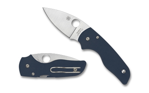 Picture of Spyderco Lil Native, Folding Knife, 2.42" Drop Point Blade, CPM SPY27 Blade, 5.89" Overall Length, Compression Lock, Satin Finish, Silver Blade, Blue G-10 Handle C230GPCBL