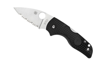 Picture of Spyderco Lil Native Lightweight, Folding Knife, SpyderEdge Serrated Blade, Black FRN Handle, Satin Finish, Silver, 2.43" Blade Length, CTS BD1N Steel C230SBK