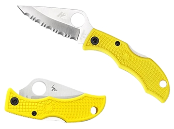 Picture of Spyderco Ladybug 3 Salt 1.94" Folding Plain Stonewashed H2 Steel Blade/Marine Yellow Bi-Directional Texturing FRN Handle LYLP3