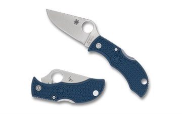 Picture of Spyderco Manbug, Folding Knife, 1.96" Clip Point Blade, 4.46" Overall Length, CPM SPY27 Blade Steel, Plain Edge, Satin Finish, Silver, Cobalt Blue FRN Handle, Back Lock MPCBL