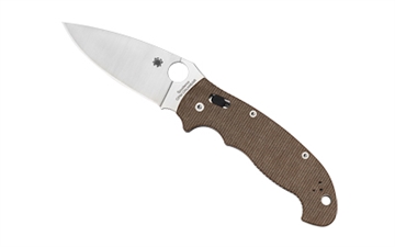 Picture of Spyderco MANIX 2 XL, Folding Knife, Plain Edge, Brown Canvas Micarta Handle, Satin Finish, Silver, 3.85" Blade, CPM CRU-WEAR Steel C95MPCW2