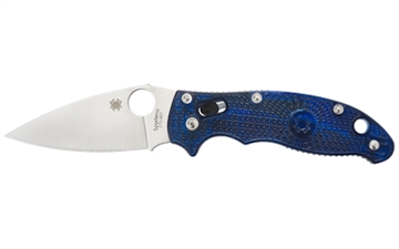 Picture of Spyderco Manix 2, 3.37" Folding Knife, Drop Point, Plain Edge, CTS BD1N, Translucent Blue FRCP, Circle Thumb Hole/Pocket Clip C101PBL2