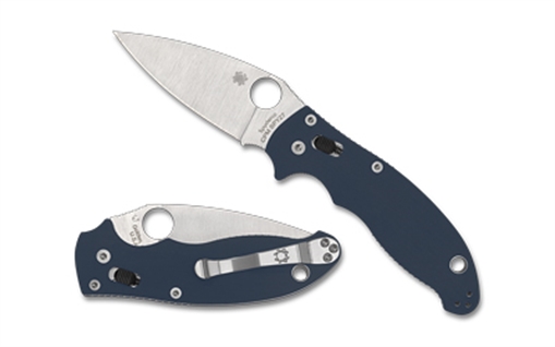 Picture of Spyderco Manix 2, Folding Knife, 3.37" Drop Point Blade, CPM SPY27 Blade, 8" Overall Length, Ball Bearing Lock, Satin Finish, Silver Blade, Blue G-10 Handle C101GPCBL2