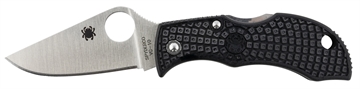 Picture of Spyderco Manbug, 1.94" Folding Knife, Silver, Plain, Clip Point, Circle Thumb Hole, Box, VG-10, Black MBKP