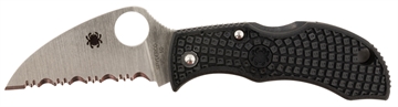 Picture of Spyderco MBKWSB Manbug 1.91" Folding Wharncliffe Serrated Non-Reflective Black TiCN VG-10 SS Blade, Black Textured FRN Handle MBKWSBK