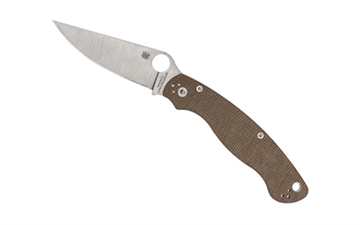 Picture of Spyderco Military 2, Folding Knife, Plain Edge, Brown Micarta Handle, 4" Blade, Satin Finish, CPM CRU-WEAR Tool Steel C36MPCW2