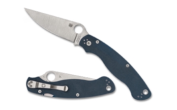 Picture of Spyderco Military 2, Folding Knife, 4" Drop Point Blade, CPM SPY27 Blade, 9.51" Overall Length, Compression Lock, Satin Finish, Silver Blade, Blue Handle C36GPCBL2