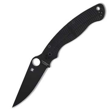 Picture of Spyderco Military 2 Salt, Folding Knife, 4" Drop Point Blade, 9.51" Overall Length, CPM MagnaCut Blade Steel, Plain Edge, DLC Finish, Black, G-10 Black Handle, Compression Lock C36GMCBKP2