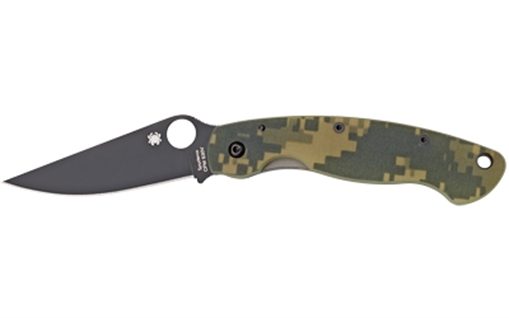 Picture of Spyderco Military 4" Folding Modified Clip Point Plain Black DLC CPM S30V SS Blade Camo G10 Handle Includes Pocket Clip C36GPCMOBK