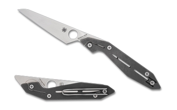 Picture of Spyderco NAND, Folding Knife, 3.19" Wharncliffe Blade, M398 Blade Steel, 7.49" Overall Length, SlipIt Lock, Satin Finish, Silver Blade, Gray Titanium Handle C270TIP
