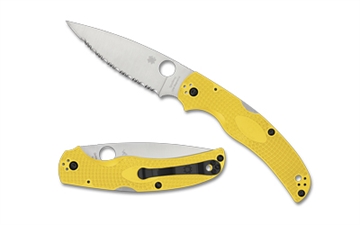 Picture of Spyderco Native Chief Lightweight Salt, Folding Knife, SpyderEdge Serrated Blade, Yellow FRN Handle, Satin Finish, Silver, 4.02" Blade Length, CPM Magnacut Steel C244SYL