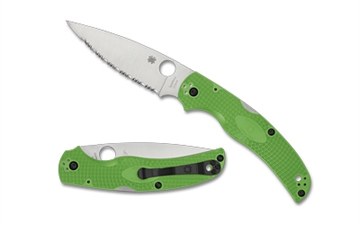 Picture of Spyderco Native Chief Lightweight Salt, Folding Knife, SpyderEdge Serrated Blade, Green FRN Handle, Satin Finish, Silver, 4.02" Blade Length, LC200N Steel C244SGR
