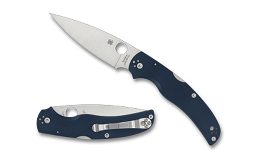 Picture of Spyderco NATIVE CHIEF, Folding Knife, 4.08" Drop Point Blade, CPM SPY27 Blade Steel, 9.08" Overall Length, Back Lock, Satin Finish, Silver, Blue G-10 Handle C244GPCBL