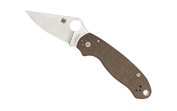 Picture of Spyderco Para 3, Folding Knife, Plain Edge, Brown Canvas Micarta Handle, Satin Finish, Silver, 2.92" Blade Length, CPM CRU-WEAR Steel C223MPCW