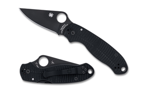 Picture of Spyderco Para 3 Salt, Folding Knife, 2.93" Drop Point Blade, CPM MagnaCut Blade Steel, 7.20" Overall Length, Compression Lock, DLC Matte Finish, Black, Black G-10 Handle C223GMCBKP