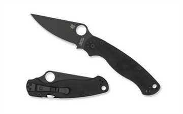 Picture of Spyderco Para Military 2 3.42" Folding Plain Black DLC CPM S45VN SS Blade/Black Textured G10 Handle Includes Pocket Clip C81GPBK2
