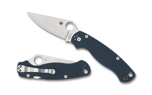 Picture of Spyderco Para Military 2, Folding Knife, Plain Edge, Cobalt Blue G10 Handle, Satin Finish, Silver, 3.45" Blade, CPM SPY27 Steel C81GPCBL2