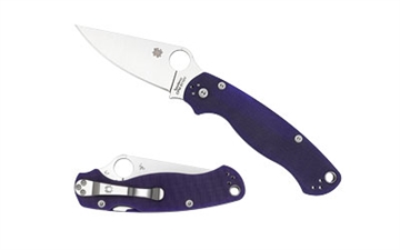 Picture of Spyderco Para Military 2 3.42" Folding Plain Satin CPM S110V Blade/Dark Blue Textured G10 Handle Includes Pocket Clip C81GPDBL2
