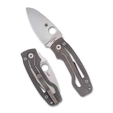 Picture of Spyderco PITS 2 SLIPIT, Folding Knife, 2.74" Drop Point Blade, 6.45" Overall Length, M398 Blade Steel, Plain Edge, Satin Finish, Silver, Gray Titanium Handle, Slipit Lock C269TIP