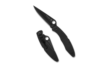 Picture of Spyderco Police, Folding Knife, 4.2" Drop Point Blade, 9.5" Overall Length, VG-10 Stainless Blade Steel, Plain Edge, TiCN Finish, Black, Back Lock C07BKP