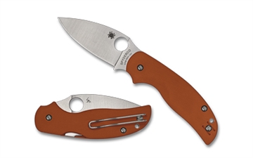 Picture of Spyderco Sage 5, Folding Knife, 3" Drop Point Blade, CPM REX 121 Blade Steel, 7.13" Overall Length, Compression Lock, Satin Finish, Silver Blade, Orange G-10 Handle C123GBORP