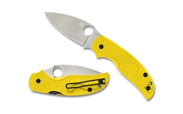 Picture of Spyderco Sage 5 Salt, Folding Knife, 3" Drop Point Blade, CPM MagnaCut Blade, 7.13" Overall Length, Compression Lock, Satin Finish, Silver Blade, Yellow Handle C123PYL