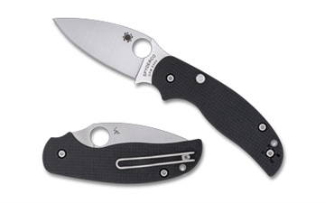 Picture of Spyderco Sage 6, Folding Knife, 3" Drop Point Blade, 7.13" Overall Length, CPM S30V Blade Steel, Plain Edge, Satin Finish, Silver, Black Carbon Fiber/G-10 Laminate Handle, Button Release Compression Lock C123CFBCLP