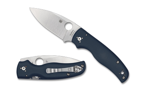 Picture of Spyderco Shaman, Folding Knife, 3.58" Drop Point Blade, CPM SPY27 Blade Steel, 8.31" Overall Length, Compression Lock, Satin Finish, Silver, Blue G-10 Handle C229GPCBL