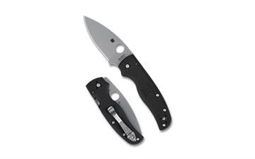 Picture of Spyderco Shaman Lightweight, Folding Knife, 3.58" Drop Point Blade, 8.25" Overall Length, CTSBD1N Blade Steel, Plain Edge, Satin Finish, Silver, Black FRN Handle, Compression Lock C229PBK