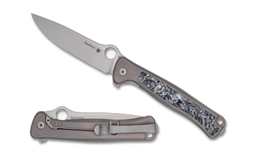 Picture of Spyderco Slym, Folding Knife, 3.42" Drop Point Blade, 7.84" Overall Length, M390 Blade Steel, Plain Edge, Stonewash Finish, Silver, Gray Titanium Handle, Reeve Integral Lock C271TIP