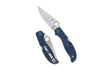 Picture of Spyderco Stretch 2 XL, Folding Knife, 3.99" Clip Point Blade, 8.9" Overall Length, CPM SPY27 Blade Steel, Plain Edge, Satin Finish, Silver, Blue FRN Handle, Back Lock C258PCBL