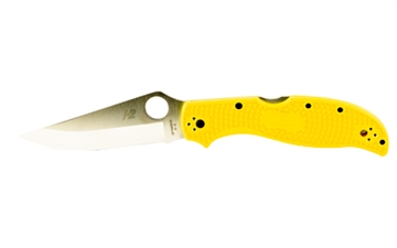 Picture of Spyderco Stretch 2 Lightweight Salt, Folding Knife, Plain Edge, Yellow FRN Handle, Satin Finish, Silver, 3.95" Blade Length, H-2 Steel C258PYL