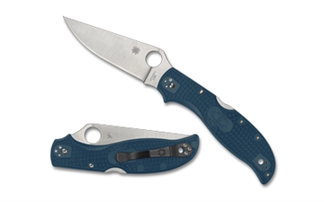 Picture of Spyderco Stretch 2 XL, Folding Knife, 3.99" Drop Point Blade, K390 Blade Steel, 8.90" Overall Length, Back Lock, Satin Finish, Silver Blade, Blue FRN Handle C258FPK390