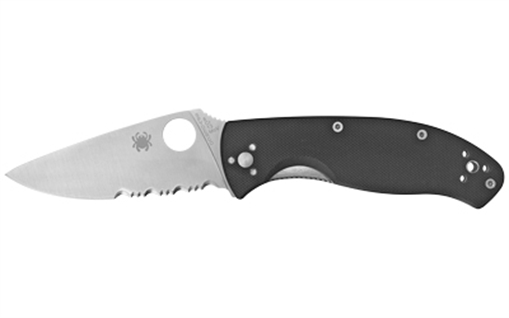 Picture of Spyderco Tenacious, 3.39" Folding Knife, 8Cr13MoV/Satin, Combo, Circle Thumb Hole/Pocket Clip, Black G10, Box C122GPS