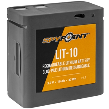 Picture of Spypoint LIT-10 Rechargeable Lithium Battery Pack Black 3.7 Volts 10,000 mAh Fits LINK-MICRO/LINK-MICRO-LTE/LINK-MICRO-S-LTE/CELL-LINK 05558