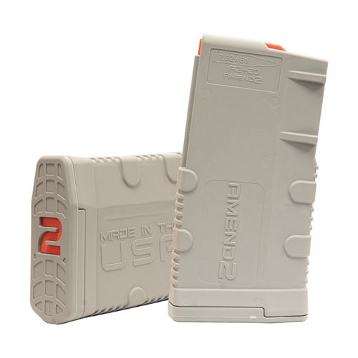 Picture of Amend2 Magazine, Mod 2, 308 Winchester/762NATO, 20 Rounds, Fits AR10/SR25 Pattern Rifles, Polymer Construction, Gray 762MOD2GRY20